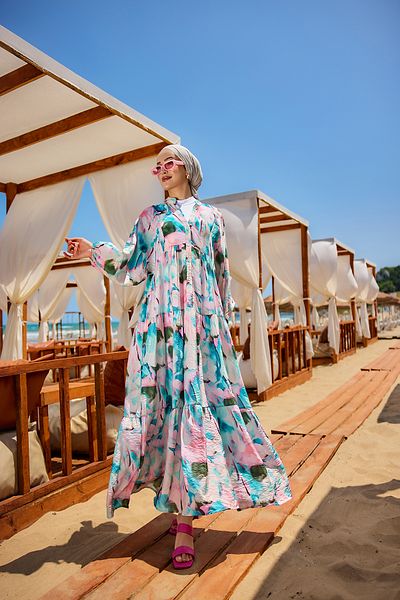 LOCCO Rochie de damă cu model mixt albastru