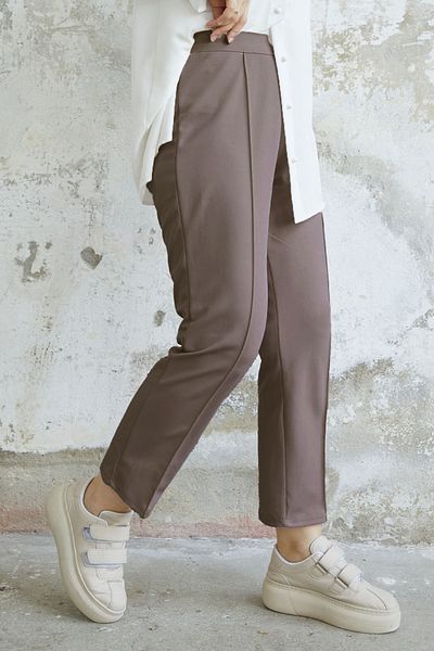 InStyle Waist Zippered Grass Pants - Milky Brown
