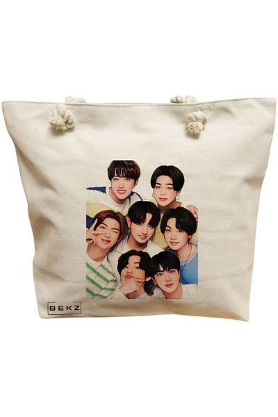 BEKZ Textile Bag With Zipper, Tote Bag, Model The Bookie Girl 32 38 X 34.5 Cm, ​​White, ®