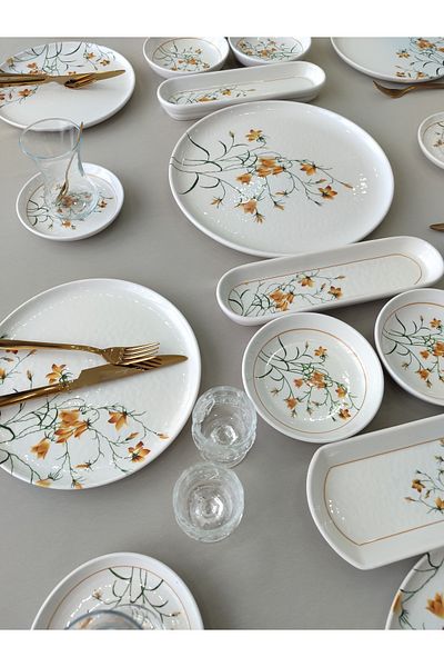 Borser Çiğdem Model 8-Person 25 Piece Breakfast Set Breakfast Set[ Yellow 8]