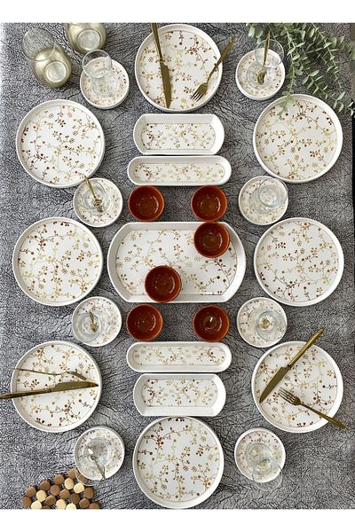Borser Gold Eliz 27 Piece Breakfast Set for 8 People