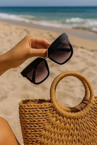 CHANCE GİFT Vog Model Sunglasses Oversize Square Black Color Women's Sunglasses