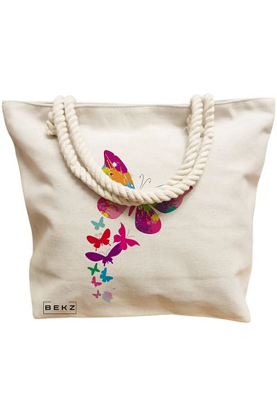 BEKZ Textile Bag With Zipper, Tote Bag, Model The Bookie Girl 18 38 X 34.5 Cm, ​​White, ®