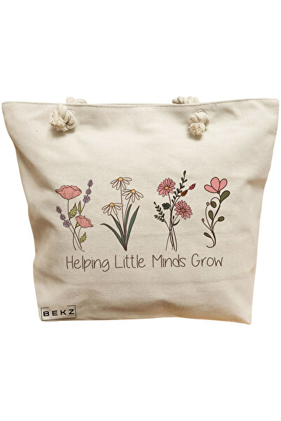 BEKZ Τσάντα θαλάσσης, μοντέλο Helping Little Minds Grow, 40x51 εκ., Κρεμ, BEKZ®