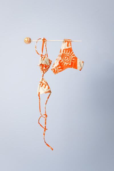 Eliphe Desenli Kız Çocuk Pembe Bikini Takımı