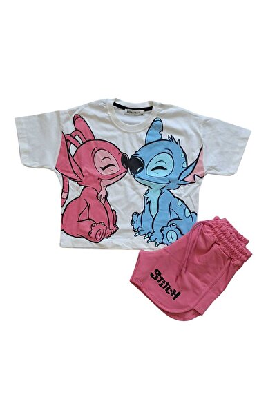 Tiny Girls Character Detailed Crops T-Shirt and Shorts Set