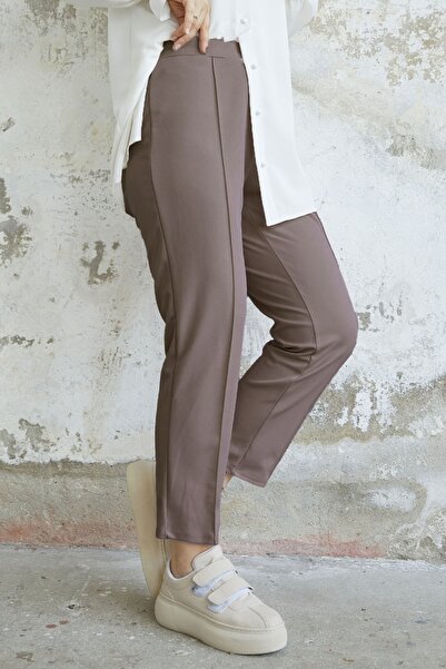 InStyle Waist Zippered Grass Pants - Milky Brown