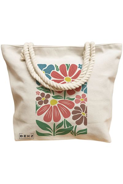 BEKZ Boho Style 8 Beach Bag, 40x51 cm, Cream, BEKZ®