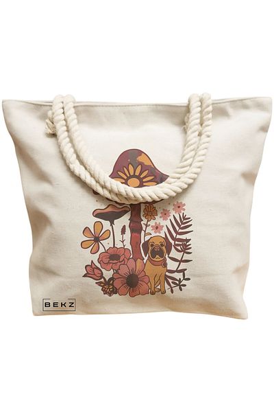 BEKZ Sacosa Textila Cu Fermoar, Geanta Tote, Model I Could Be Meaner 2 38 X 34.5 Cm, Alb, ®