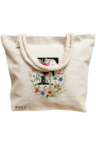 BEKZ Textile Bag With Zipper, Tote Bag, Model The Bookie Girl 7 38 X 34.5 Cm, ​​White, ®