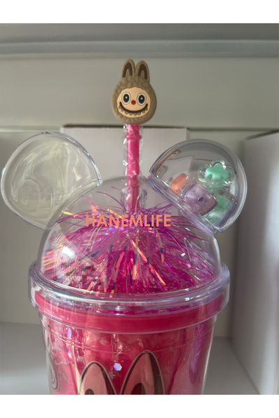 hanemlife كوب لابوبو مع شفاطة على شكل زجاجة مياه la bu bu