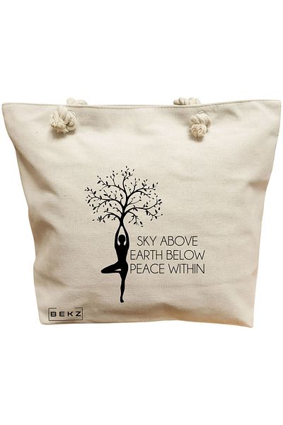 BEKZ Textile Bag With Zipper, Tote Bag, Reading Cat 4 Model 38 X 34.5 Cm, ​​White, ®