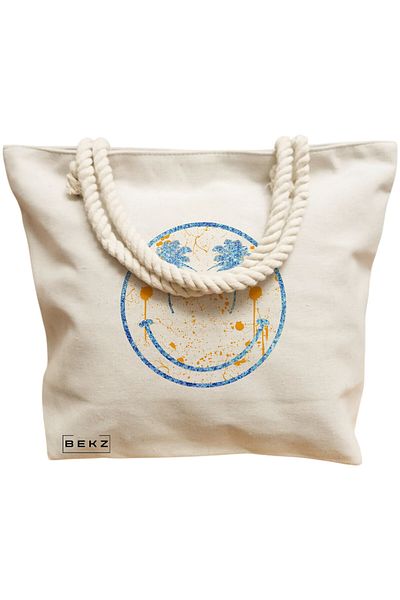 BEKZ Textile Bag With Zipper, Tote Bag, Caffeine Cat 14 Model 38 X 34.5 Cm, ​​White, ®