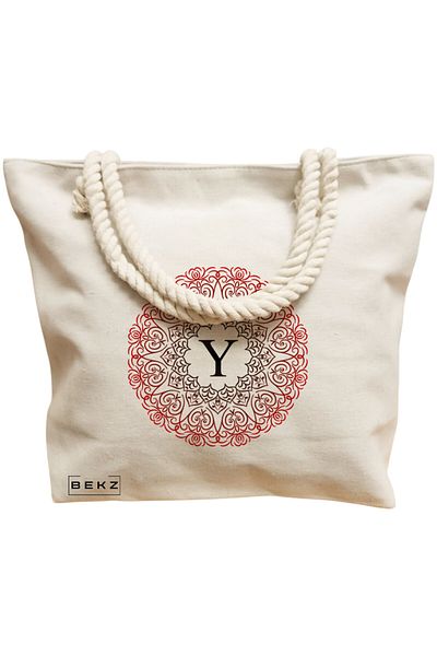 BEKZ Textile Bag With Zipper, Tote Bag, Model Sun Faces 15 38 X 34.5 Cm, ​​White, ®