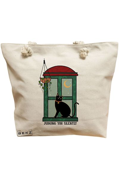 BEKZ Sacosa Textila Cu Fermoar, Geanta Tote, Model Just A Girl Who Needs Her Little Snacky Snacks 38 X 34