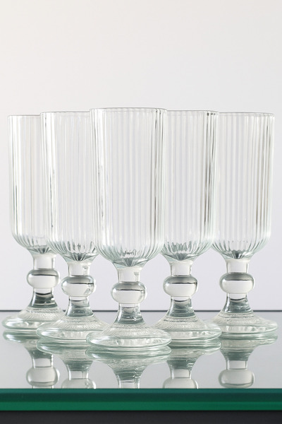 PLT Design 6 Adet Kristal Ayaklı Kahve Yanı Su Ve Meşrubat Bardağı Sunum Bardağı