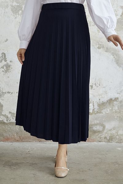 InStyle Fusta plisată din elastic Luisa Beli - bleumarin deschis