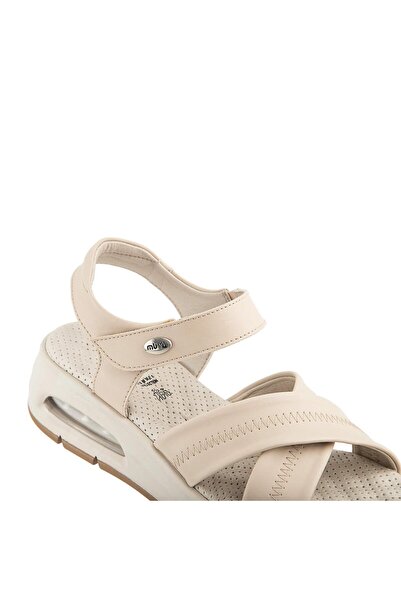 Muya Plivati Airmax Topuk Dik. Memory Foam Kadın Sandalet Krem