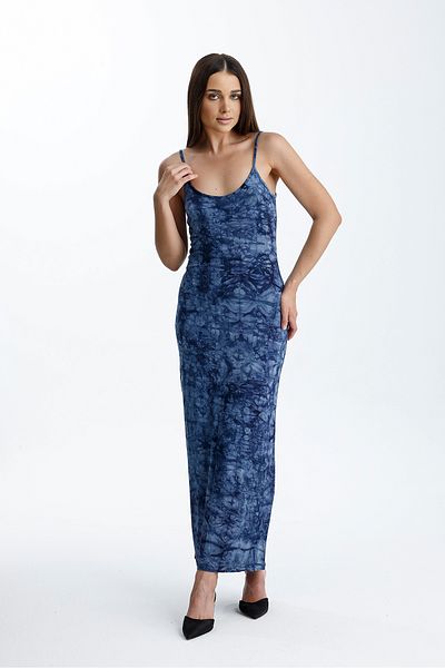 Sense Φόρεμα Lycra Viscose με λουράκι με σχισμή |   ELB35782 Λάκι Μπατίκ