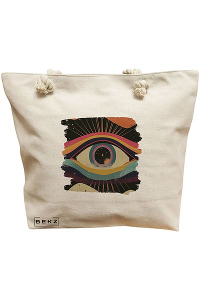 BEKZ Beach bag, Celestial Eye 6 model, 40x51 cm, Cream, BEKZ®