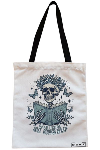 BEKZ Sacosa Textila Cu Fermoar, Geanta Tote Travel Girl 3, 38x34.5 Cm, Alba, ®