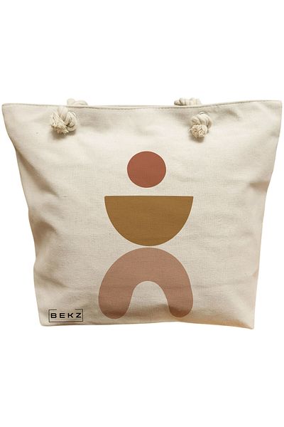BEKZ Sacosa Textila Cu Fermoar, Geanta Tote, Model Books 36 38 X 34.5 Cm, Alb, ®