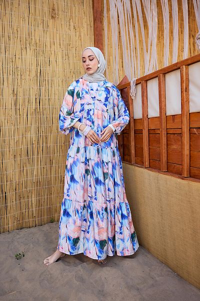 LOCCO Rochie de damă cu model mixt Saks Blue