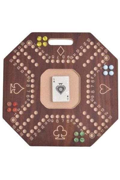 BabyCara Wooden Jackaroo 40x40cm Quad Board Game With Cards And Marbles Balls