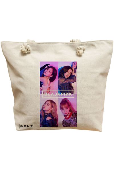 BEKZ Textile Bag With Zipper, Tote Bag, Model The Bookie Girl 30 38 X 34.5 Cm, ​​White, ®