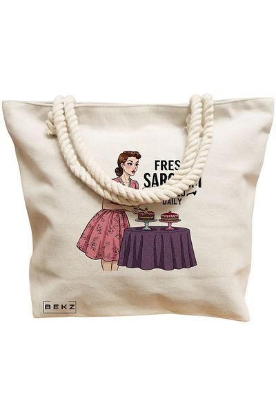 BEKZ Textile Bag With Zipper, Tote Bag, Flowers Model 21 38 X 34.5 Cm, ​​White, ®