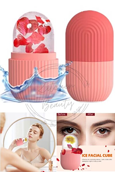 Kitchen Beauty Buz Küpü Silikon Buz Kalıbı Yüz, Gözler ve Boyun Masajı Cilt Bakımı