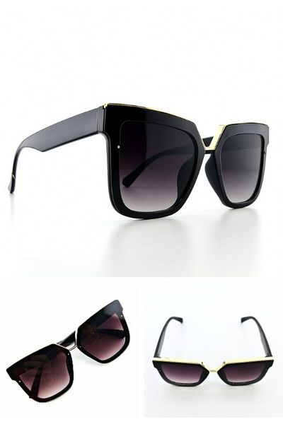 CHANCE GİFT Vog Model Sunglasses Oversize Square Black Color Women's Sunglasses