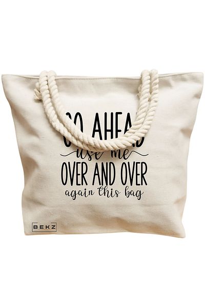 BEKZ Beach bag, model Go ahead use me, over and over again this bag, 40x51 cm, Cream, BEKZ®
