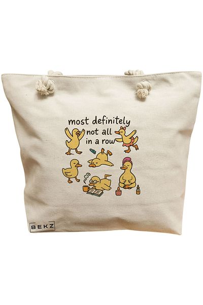 BEKZ Geanta de plaja, model Silly Goose 7, 40x51 cm, Crem, BEKZ®