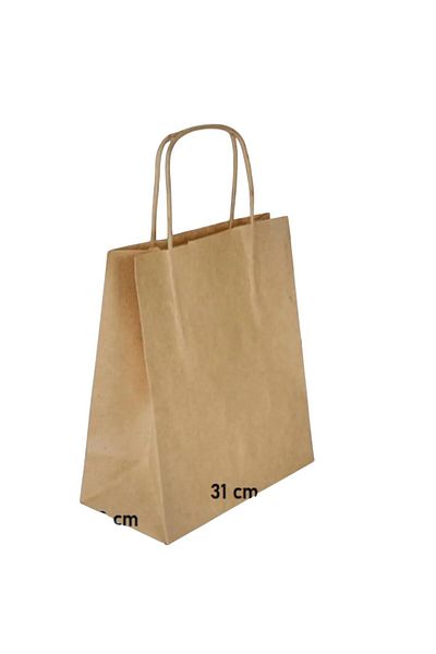 Happyland Kraft Cardboard Bag Large Size Twist Handle 25 Pieces 31*12*41 cm