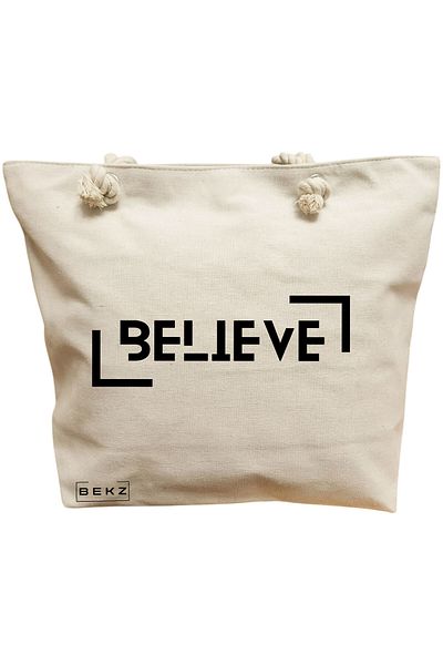 BEKZ Sacosa Textila Cu Fermoar, Geanta Tote, Model Bow & Go 38 X 34.5 Cm, Alb, ®