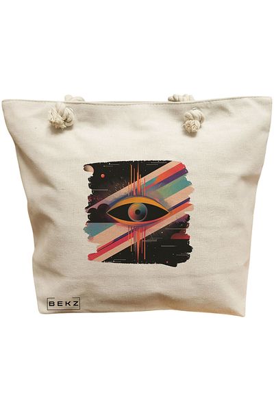 BEKZ Textile Bag With Zipper, Tote Bag, Probably Late For Something Model 38 X 34.5 Cm, ​​White, ®