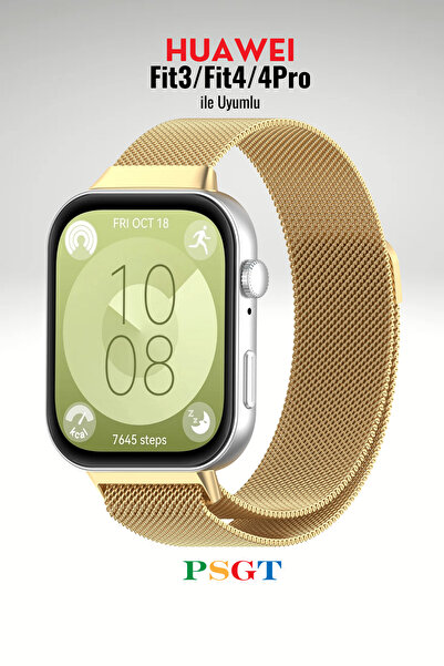 PSGT Huawei Watch Fit 3 / Fit 4 / Fit 4 Pro ile Uyumlu Kordon Hasır Örgü Meta...