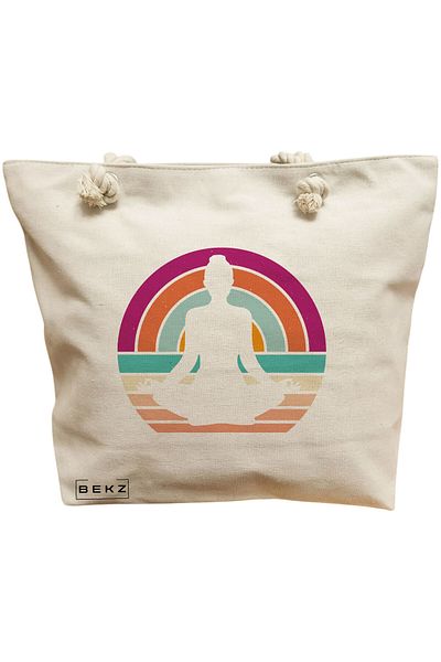 BEKZ Textile Bag With Zipper, Tote Bag, Model The Bookish Gnome 4 38 X 34.5 Cm, ​​White, ®