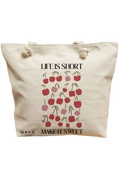 BEKZ Boho Style 6 Beach Bag, 40x51 cm, Cream, BEKZ®