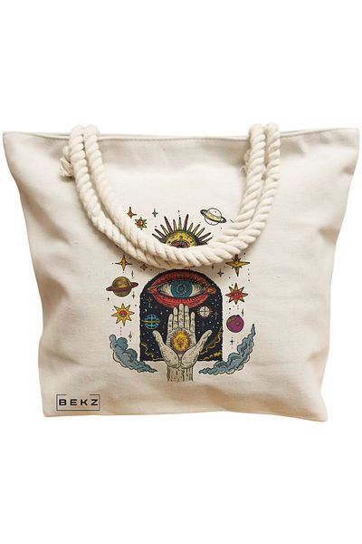 BEKZ Textile Bag With Zipper, Tote Bag, The Bookish Gnome Model 38 X 34.5 Cm, ​​White, ®