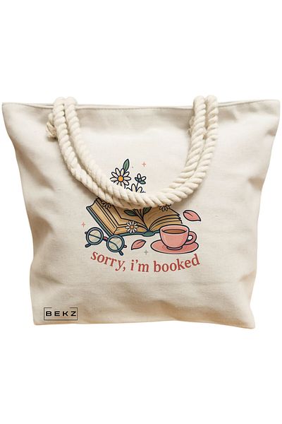 BEKZ Textile Bag With Zipper, Tote Bag, Flower Bouquet 5 Model, 38 X 34.5 Cm, ​​White, ®