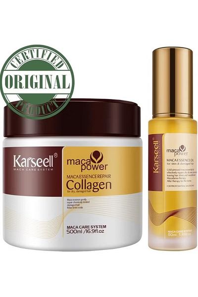 Karseell علاج الشعر وإصلاحه بعمق 500 مل + سيروم زيت الأرغان للشعر الجاف والتالف 50 مل