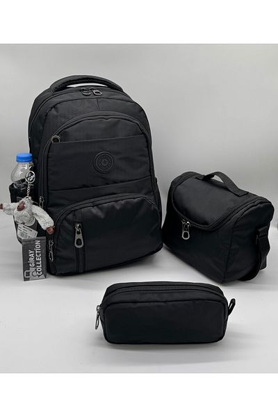 GirayCollection First School Bag Set of 3 Unisex Children's Primary School Bag Gry-8010 Black