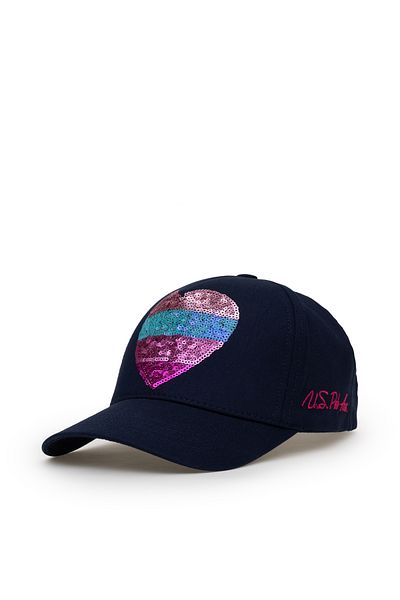 U.S. Polo Assn. Girl's Navy Blue Sequin Heart Embroidered Hat 50312315-Vr033