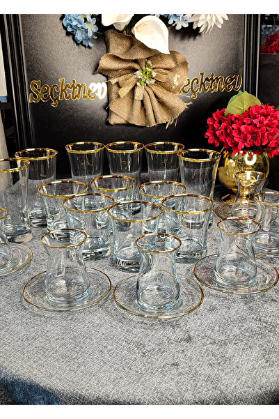 SEÇKİNEV İrem Gerçek Yaldızlı 24 Parça Bardak Takımı