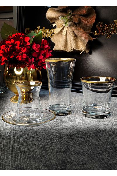 SEÇKİNEV İrem Real Gilded 24 Piece Glass Set