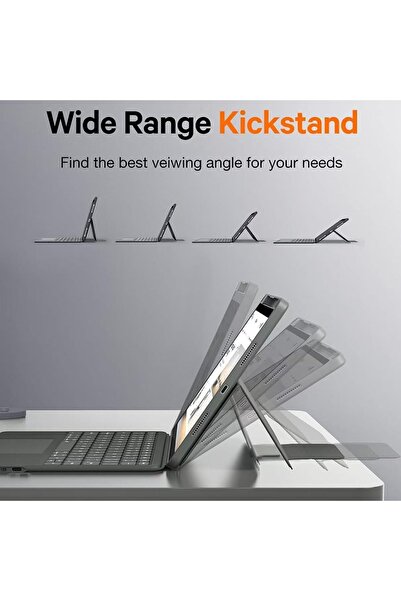 Fogy Galaxy Tab S10+ Plus 12.4 inç ile Uyumlu Mag Touchpad Blutooth Işıklı Standlı Klavyeli Kılıf