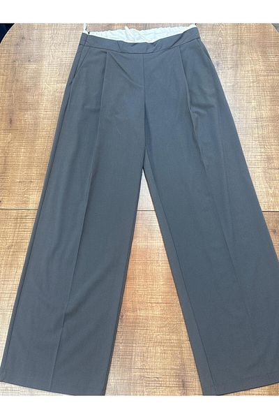 HANIMCA GİYİM Women's Pants with Fabric Belt, Side Pockets, Comfortable Fit, Full Length, Wide Leg