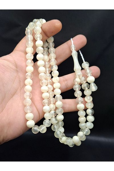 Han Ticarethane White Transparent Color 99 Powder Amber Prayer Beads